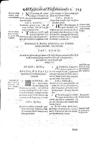 Epistola B. Pauli apostoli ad Thessalonicenses Secvnda. Cap.I. Num.IV. Itavi 