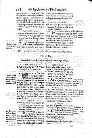 Epistola B. Pauli apostoli ad Philemonem. Num.III. Gratia vobis