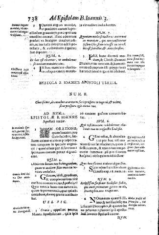 Epistola B. Ioannis apostoli Tertia. Num.II. Charissime, de omnibus orationemfacio prospere te ingredi    