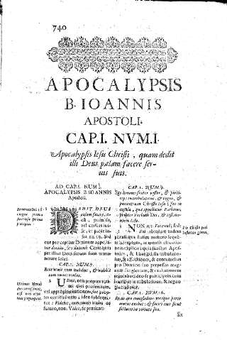 Apocalypsis B. Ioannis apostoli. Cap.I. Nvm.I. Apocalypsis Iesu Christi