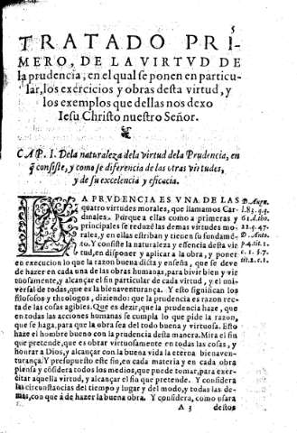 Tratado primero, de la virtud de la prudencia.