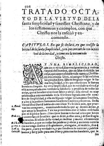 Tratado octavo, de la virtvd de la santa simplicidad sencillez christiana