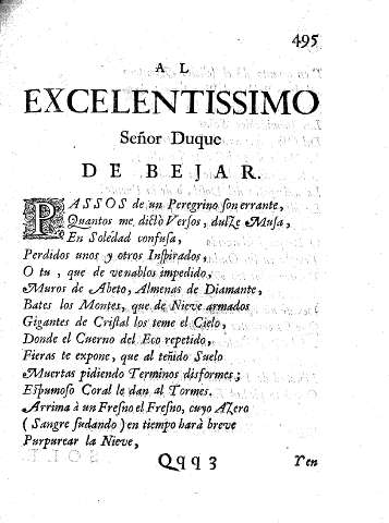 Al Excelentissimo Señor Duque de Bejar.