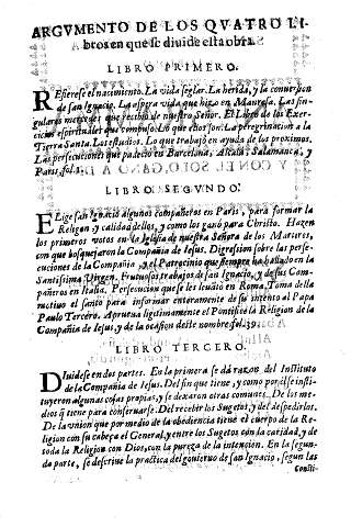 Argumento de los quatro libros que se divide esta obra.