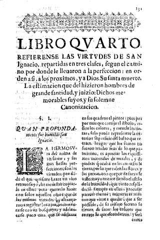 LIBRO QUARTO REFIERENSE LAS VIRTUDES DE SAN Ignacio ...