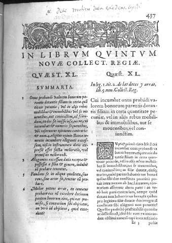 In Librvm Qvintvm novae collect. regiae. Qvaest. XL