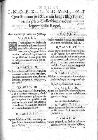 Index Legvm et Quaestionum practicarum huius lib.3