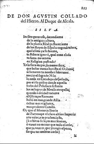 De Don Agustin Collado del Hierro. Al Duque de Alcala.