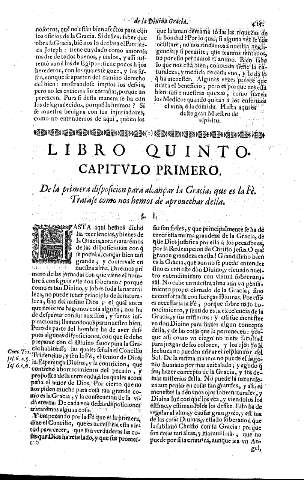 Libro Quinto. Capitvlo Primero. De la primera disposicion para alcançar la Gracia, que es la Fè.