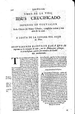 Libro de la vida, Iesus crucificado. Impresso en Gervsalen