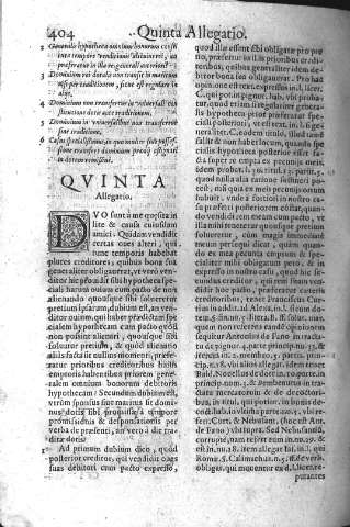 Qvinta Allegatio