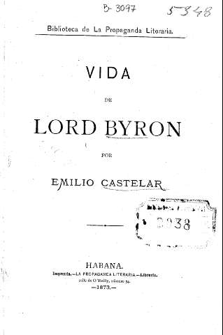 Vida de Lord Byron por Emilio Castelar