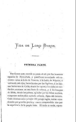 Vida de Lord Byron. Primera Parte