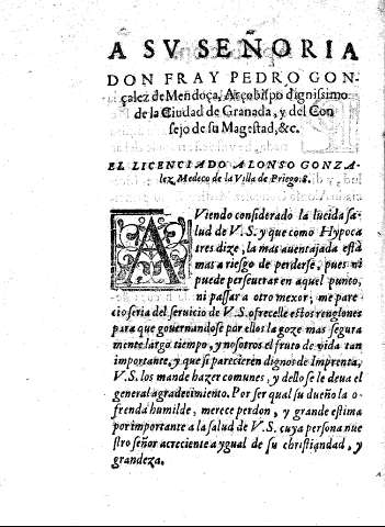 A sv Señoria Don Fray Pedro Gonçalez de Mendoça