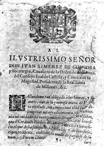 Al Ilvstrissimo Señor Don Iván Ximenez de Gongora