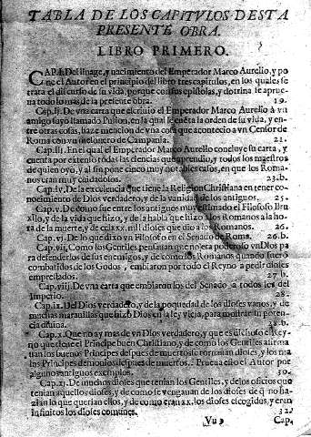 Tabla de los Caputvlos desta presente obra. Libro Primero