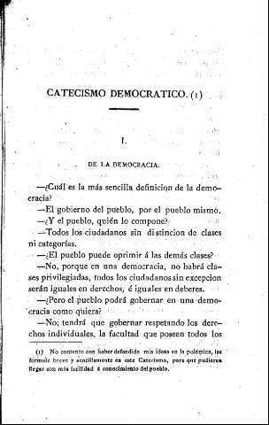 Catecismo democrático. I. De la Democracia