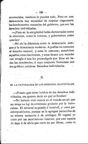 II. De la naturaleza de los derechos individuales