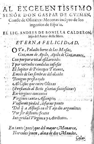 Al Excelentissimo Señor Don Gaspar de Guzmán