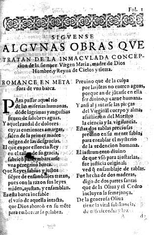 Sigvense algvnas obras qve tratan de laInmaculada Concepcion...