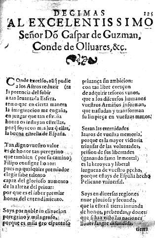 Decimas al Excelentissimo Seoñor Do Gaspar de Guzman