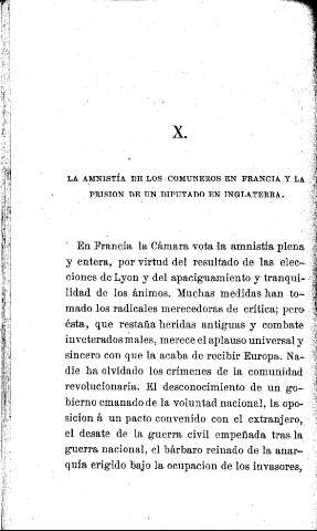 X. La amnistía de los comuneros en Francia y la prisión de un diputado en Inglaterra.