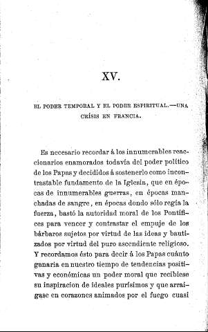 XV. El poder temporal y el poder espiritual. Una crisis en Francia.