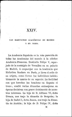 XXIV. Las elecciones académicas en Madrid y en Paris.