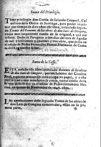 Suma del Privilegio. Suma de la Tassa