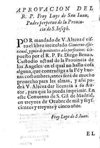 Aprovacion del R. P. Fray Luys de San Iuan