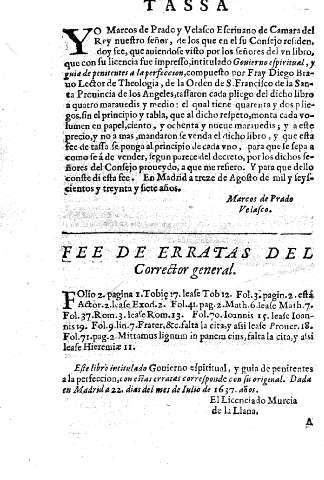 Tassa. Fee de erratas