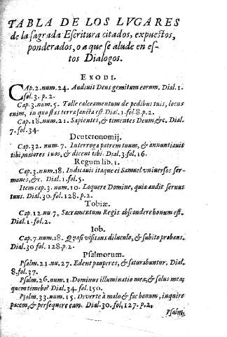 Tabla de los lvgares de la Sagrada Escritura citados