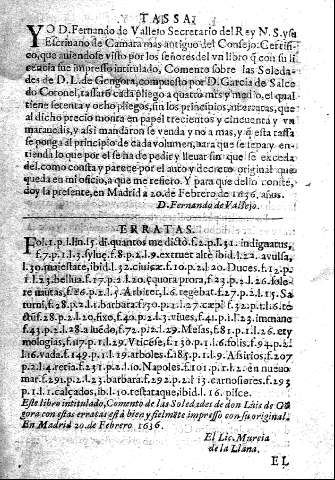 Tassa . Erratas