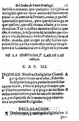 De la Comunion, y labrar las cabezas. Cap. XII.