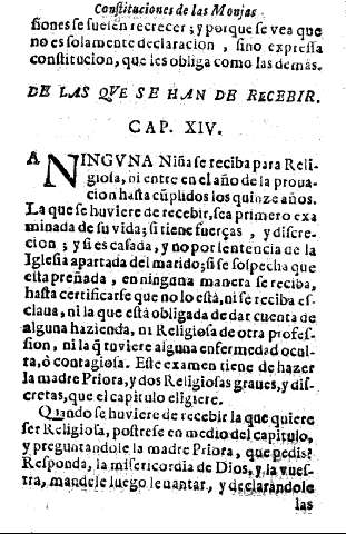 De las que se han de recebir. Cap. XIV.