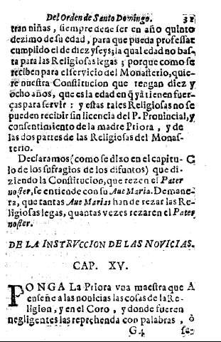 De la instruccion de las novicias. Cap. XV.
