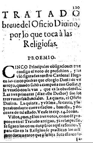 Tratado breve del Oficio Diuino por lo que toca a las Religiosas