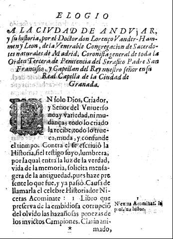 Elogio a la ciudad de Andujar y su historia ...