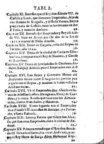 Tabla de los capitulos de esta historia
