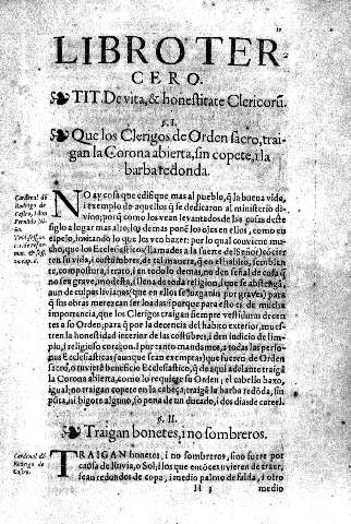 Libro Tercero. Tit. Devita, & Honestiae Clericoru