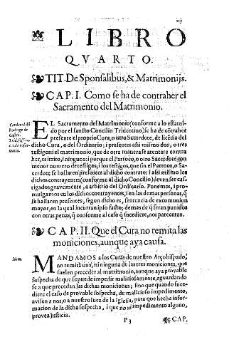 Libro Qvarto. Tit. De Sponsabilus, & Matrimonis