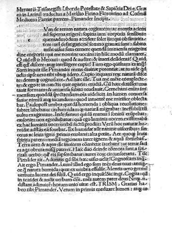 Mercurii Trismegisti de Potestate & Sapictia Dei e Graeco in...