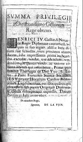 Summa privilegii à Christianissimo Galliarum Rege obtenti.