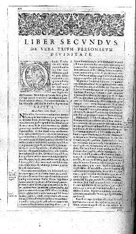 LIBER SECUNDUS DE VERA TRIUM PERSONARUM DIVINITATE.