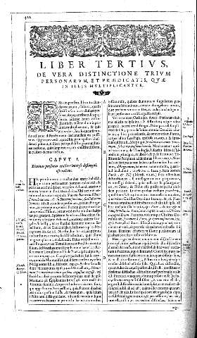 LIBER TERTIUS DE VERA DISTINCTIONE TRIUM PERSONARUM, ET PRAEDICATIS, QUE IN ILLIS MULTIPLICANTUR