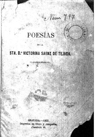 Poesías de la Sta. Dª. Victorina Saenz de Tejada