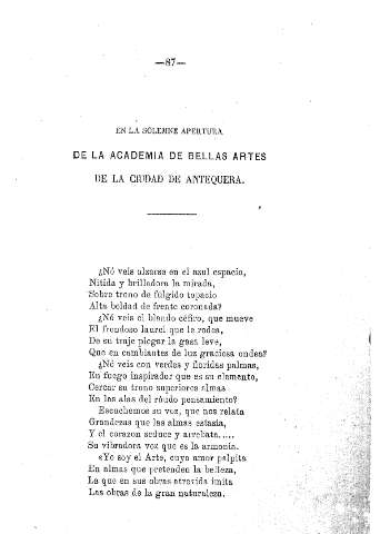 En la solemne apertura de la Academia de Bellas Artes de la ciudad de Antequera
