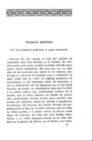Trabajo Segundo. Pío Cid pretende gobernar a unas amazonas
