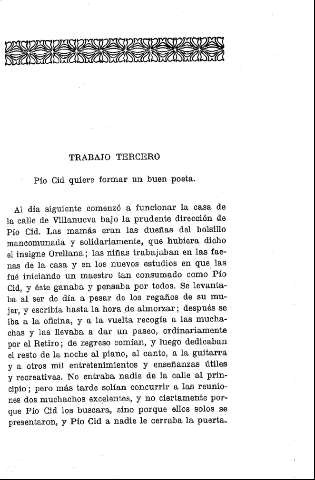 Trabajo Tercero. Pío Cid quiere formar un buen poeta