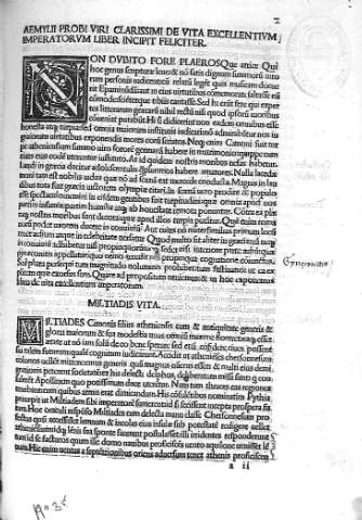 [Aemylii Probi Viri Clarissimi De Vita Excellentivm Imperatorvum...] 2